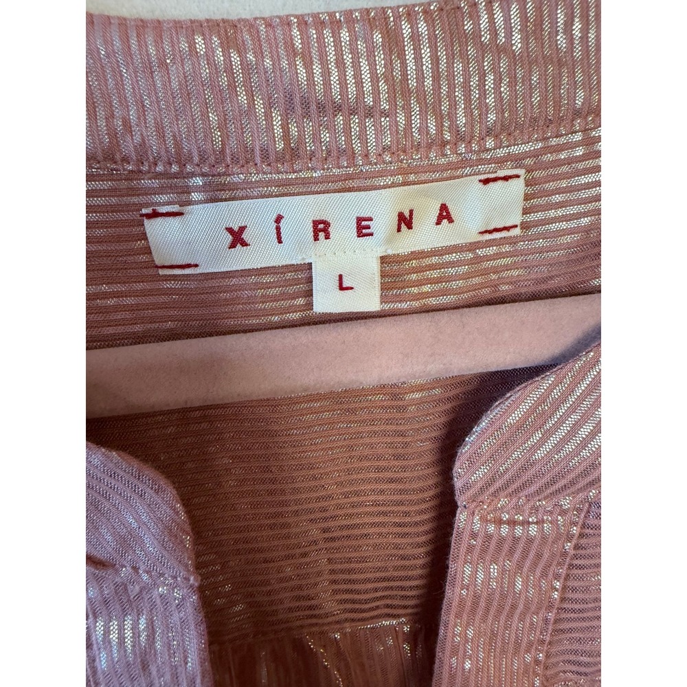 Xirena Rose Gold Metallic Tiered V-Neck Tunic Dress‎ Size L - Picture 5 of 7